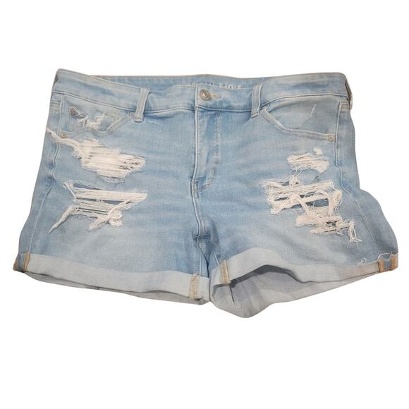 AE Dream Denim Midi Short in Light Destroy Wash Size 18 - Picture 4 of 5